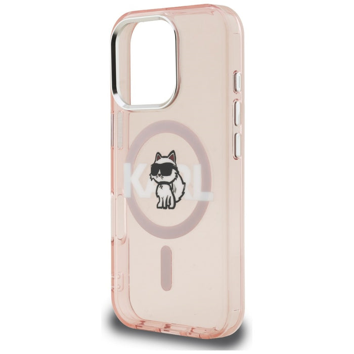 Karl Lagerfeld IML Choupette Sketch Logo MagSafe Case for iPhone 16 Pro Max - Pink