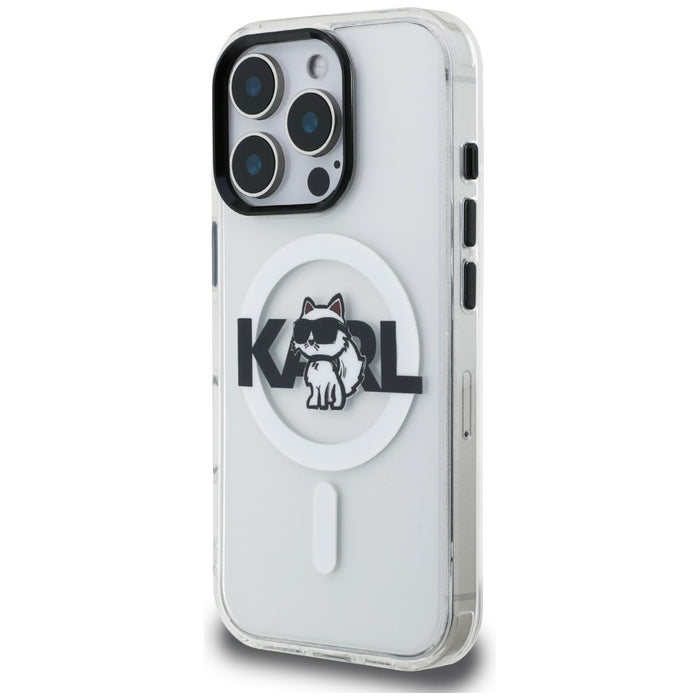 Karl Lagerfeld IML Choupette Sketch Logo MagSafe Case for iPhone 16 Pro - Clear