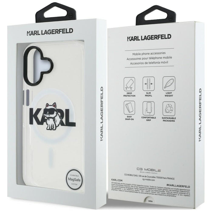 Karl Lagerfeld IML Choupette Sketch Logo MagSafe iPhone 16 Case - Clear