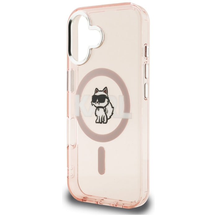 Karl Lagerfeld IML Choupette Sketch Logo MagSafe iPhone 16 Case - Pink