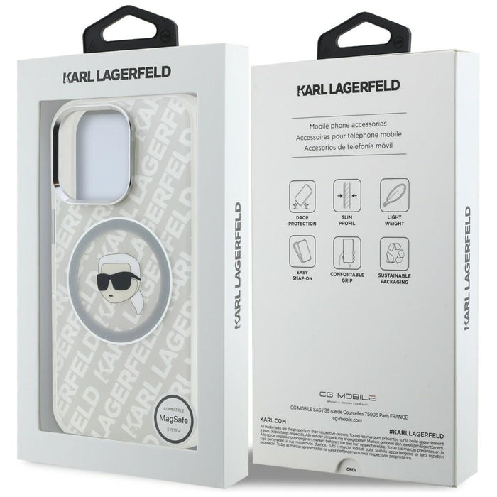 Karl Lagerfeld IML Karl Head Logo MagSafe Case for iPhone 16 Pro Max - Gray