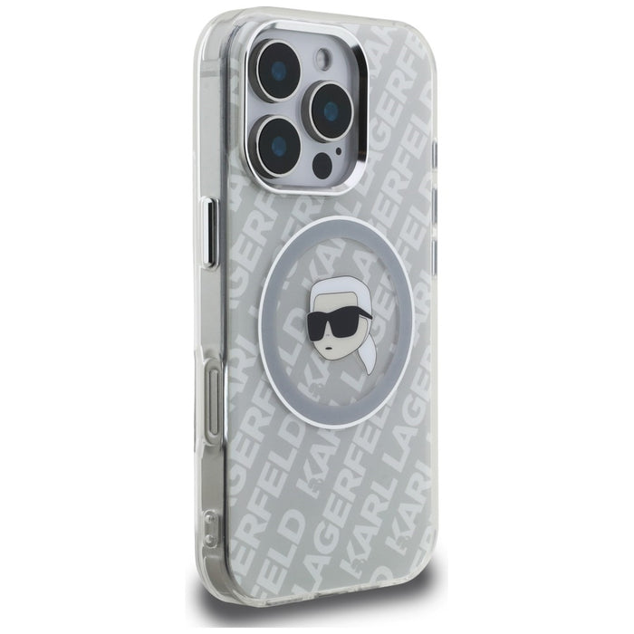 Karl Lagerfeld IML Karl Head Logo MagSafe Case for iPhone 16 Pro - Gray