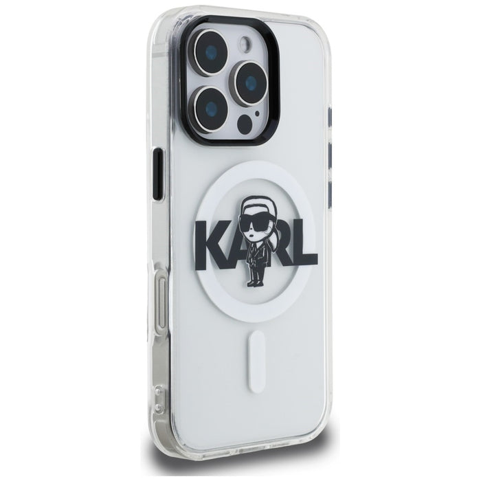 Karl Lagerfeld IML Karl Sketch Logo MagSafe Case for iPhone 16 Pro - Clear