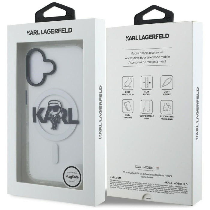 Karl Lagerfeld IML Karl Sketch Logo MagSafe Case for iPhone 16 - Clear
