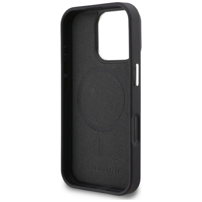 Karl Lagerfeld Initial &amp; Metal Logo MagSafe Case for iPhone 16 Pro - Black
