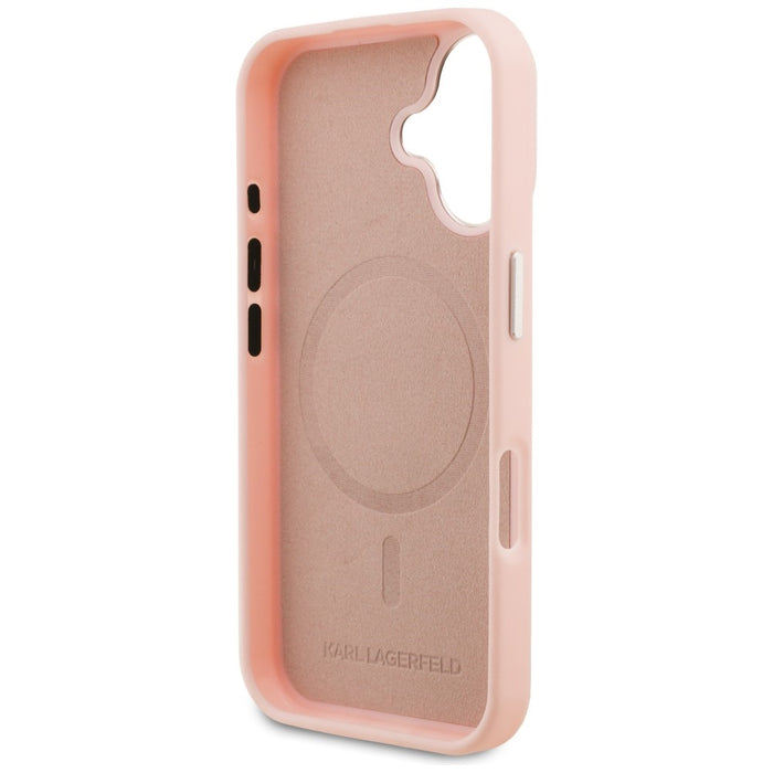 Karl Lagerfeld Initial &amp; Metal Logo MagSafe iPhone 16 Case - Pink