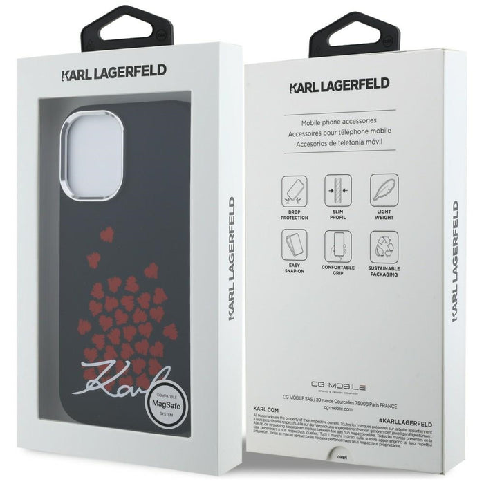 Karl Lagerfeld Silicone Heart Sign Logo MagSafe Case for iPhone 16 - Black