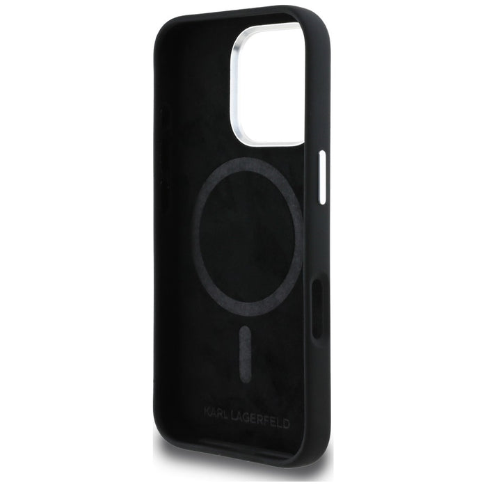 Karl Lagerfeld Silicone Heart Sign Logo MagSafe Case for iPhone 16 Pro - Black