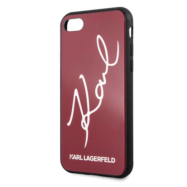 Karl Lagerfeld KLHCI8DLKSRE iPhone 7/8 SE 2020 / SE 2022 czerwony/red hard case Signature Glitter