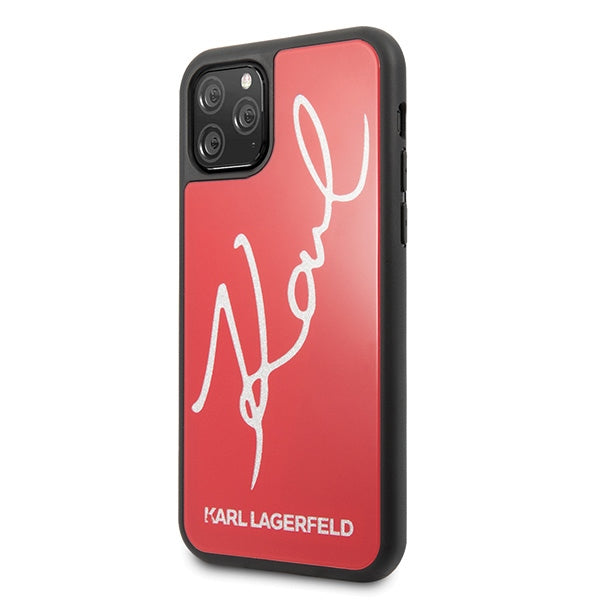 Karl Lagerfeld Signature Glitter Case for iPhone 11 Pro - Red