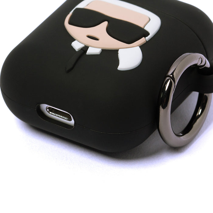 Karl Lagerfeld Silicone Ikonik Case for AirPods 1/2 - Black