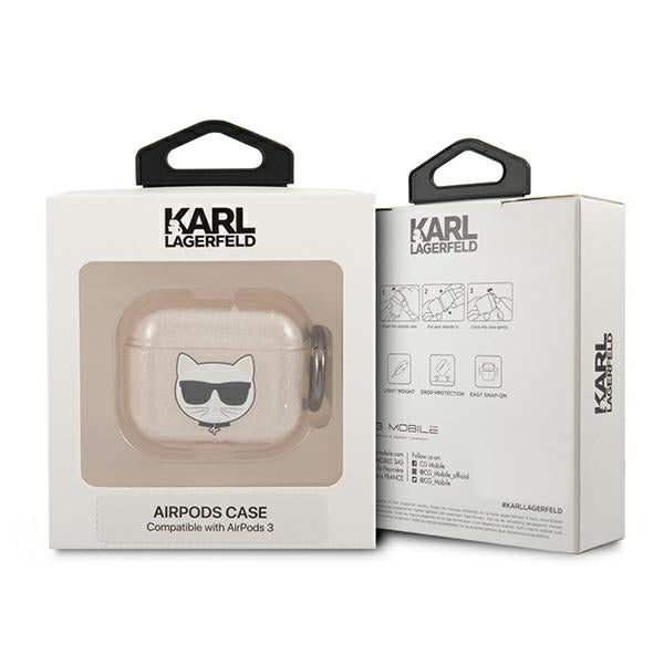 Karl Lagerfeld Glitter Choupette Case for AirPods 3 - Gold