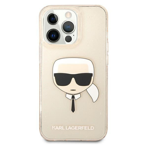 Karl Lagerfeld Glitter Karl&#39;s Head Case for iPhone 13 Pro / iPhone 13 - Gold