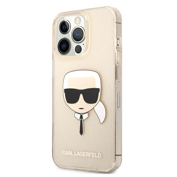 Karl Lagerfeld Glitter Karl&#39;s Head Case for iPhone 13 Pro / iPhone 13 - Gold