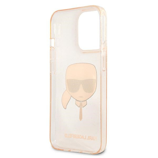 Karl Lagerfeld Glitter Karl&#39;s Head Case for iPhone 13 Pro / iPhone 13 - Gold