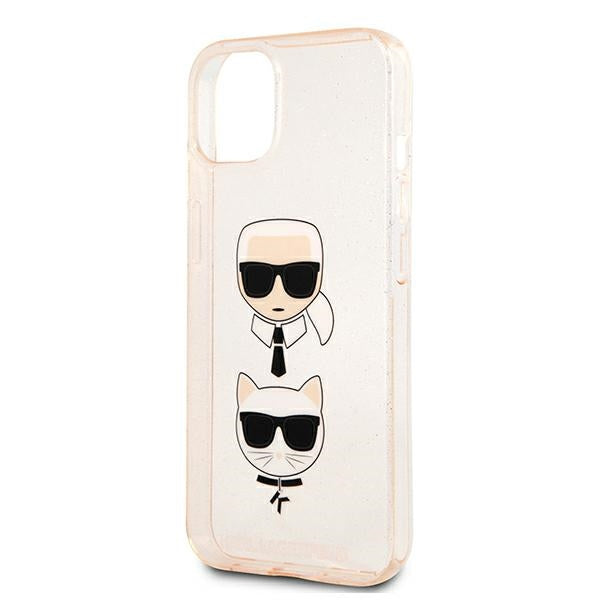 Karl Lagerfeld Glitter Karl&#39;s &amp; Choupette Head Case for iPhone 13 mini - Gold