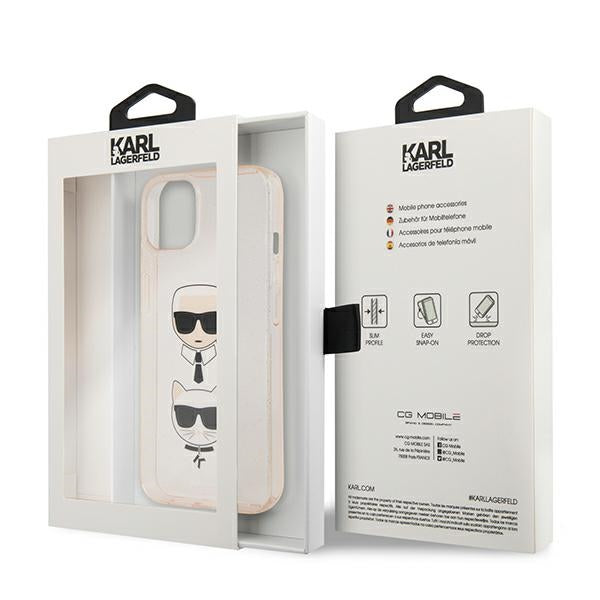 Karl Lagerfeld Glitter Karl's &amp; Choupette Head Case for iPhone 13 mini - Gold