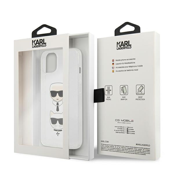 Karl Lagerfeld Glitter Karl's & Choupette Head case for iPhone 13 mini - silver