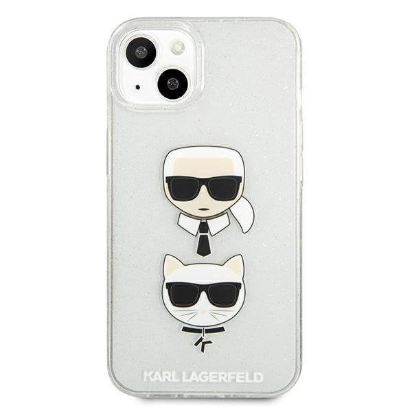 Karl Lagerfeld Glitter Karl's & Choupette Head case for iPhone 13 mini - silver