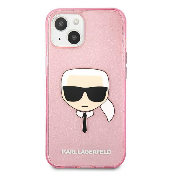 Karl Lagerfeld Glitter Karl&#39;s Head Case for iPhone 13 mini - Pink