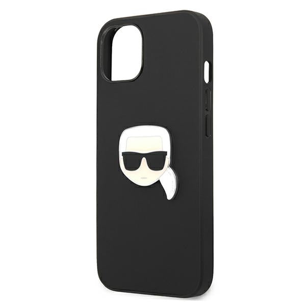Karl Lagerfeld Leather Ikonik Karl&#39;s Head Metal Case for iPhone 13 mini - Black