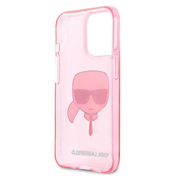 Karl Lagerfeld Glitter Karl&#39;s Head Case for iPhone 13 Pro Max - Pink