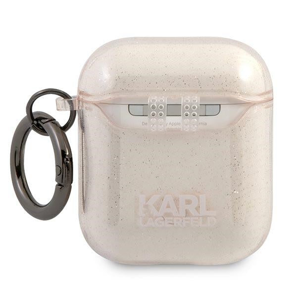 Karl Lagerfeld Glitter Karl&#39;s Head Case for AirPods 1/2 - Gold