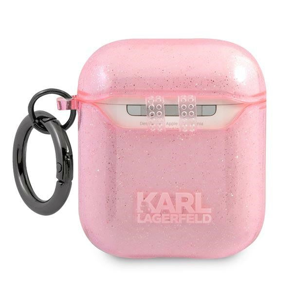 Karl Lagerfeld KLA2UKHGP AirPods cover różowy/pink Glitter Karl`s Head