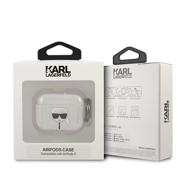 Karl Lagerfeld Glitter Karl&#39;s Head case for AirPods 3 - silver