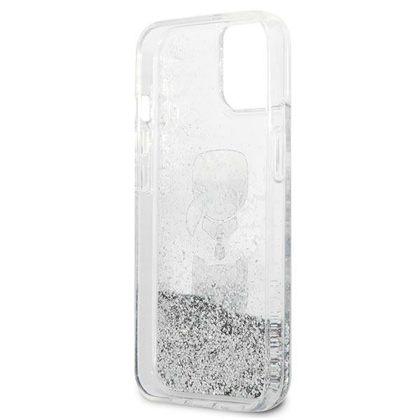Karl Lagerfeld Liquid Glitter Karl&amp;Choupette Head case for iPhone 13 mini - silver