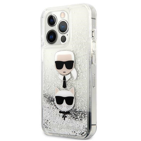 Karl Lagerfeld Liquid Glitter Karl&amp;Choupette Head case for iPhone 13 Pro Max - silver