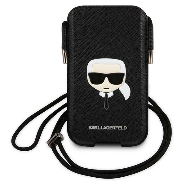 Karl Lagerfeld Saffiano Ikonik Karl&#39;s Head Handbag - Black