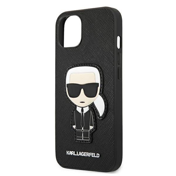 Karl Lagerfeld Saffiano Ikonik Karl&#39;s Patch Case for iPhone 13 mini - Black