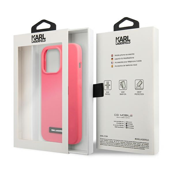 Karl Lagerfeld Silicone Plaque Case for iPhone 13 Pro / iPhone 13 - Fuchsia