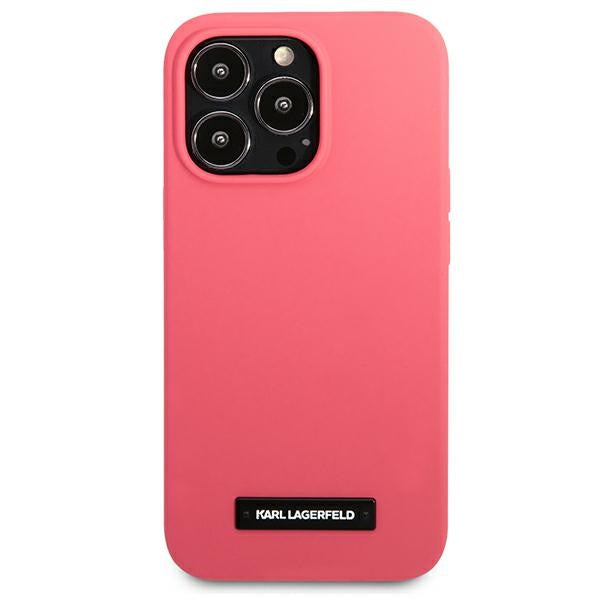 Karl Lagerfeld Silicone Plaque Case for iPhone 13 Pro / iPhone 13 - Fuchsia