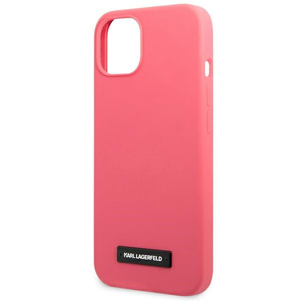 Karl Lagerfeld Silicone Plaque iPhone 13 Case - Fuchsia