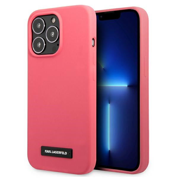 Karl Lagerfeld Silicone Plaque Case for iPhone 13 Pro Max - Fuchsia