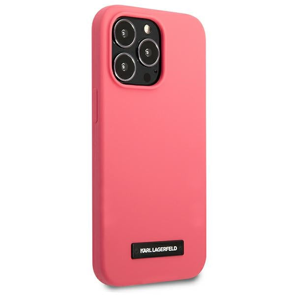 Karl Lagerfeld Silicone Plaque Case for iPhone 13 Pro Max - Fuchsia