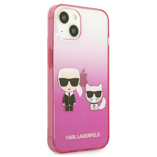 Karl Lagerfeld Gradient Ikonik Karl&amp;Choupette Case for iPhone 13 mini - Pink