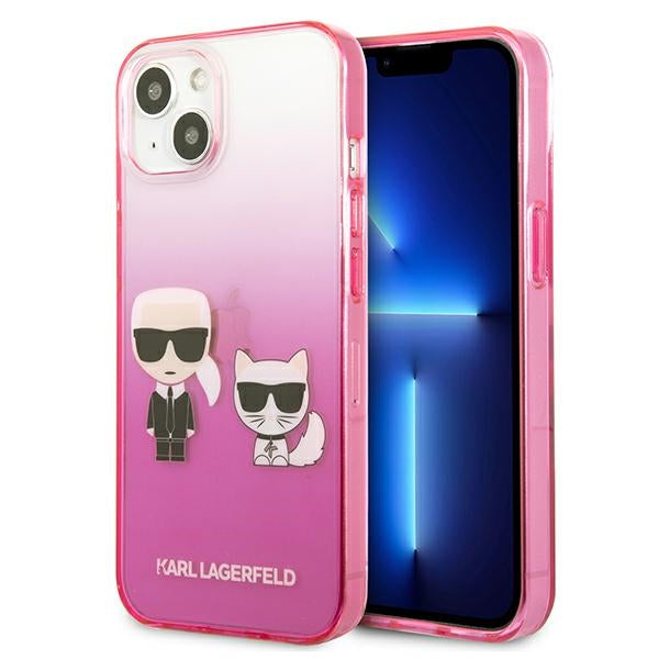 Karl Lagerfeld Gradient Ikonik Karl&amp;Choupette Case for iPhone 13 mini - Pink