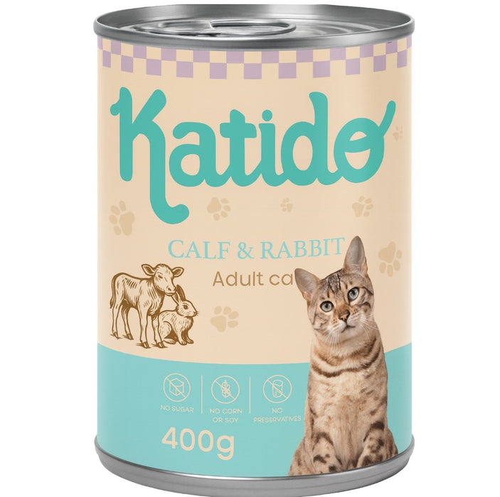 KATIDO Calf with rabbit - wet cat food - 400g