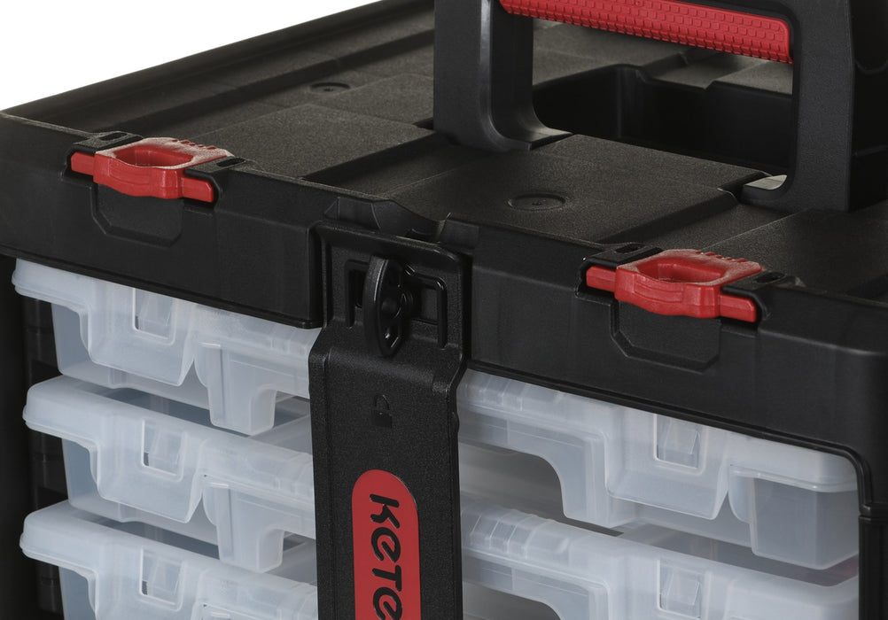 Toolbox KETER Stack'N'Roll (17210831/253380) with 3 organizers Black