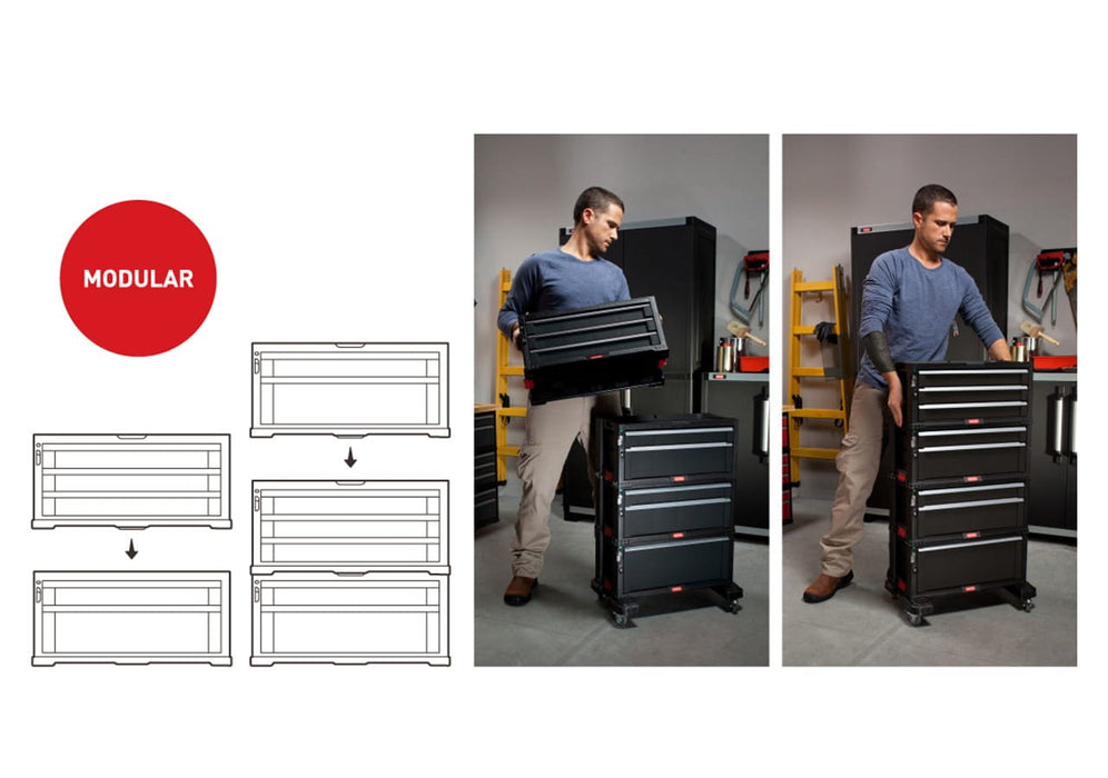Keter Tool Rack on wheels 6 drawers Black