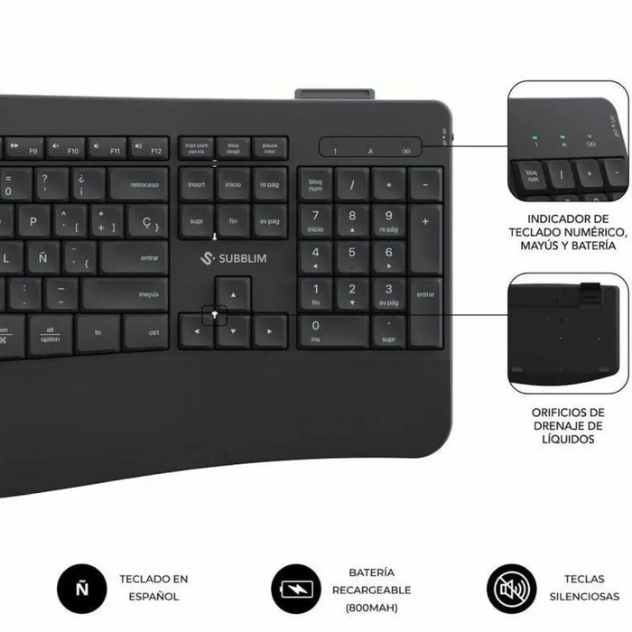 Keyboard and Mouse Subblim SUBKBC-DCOPW2 Black - Електроника Периферни и резервни части<<<Компютри|