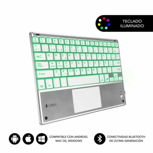 Keyboard and Touchpad Subblim SUB-KBT-SMBT50 Silver Spanish Qwerty QWERTY - Електроника Периферни и резервни