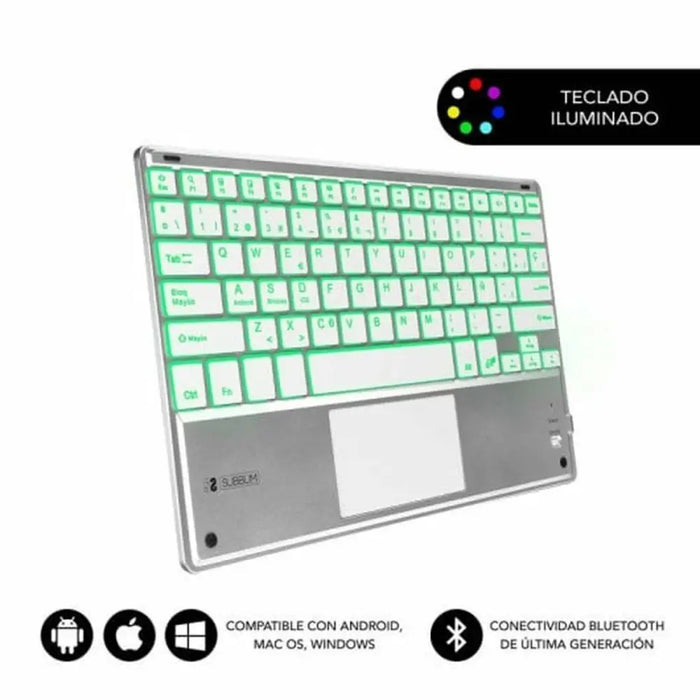 Keyboard and Touchpad Subblim SUB-KBT-SMBT50 Silver Spanish Qwerty QWERTY - Електроника Периферни и резервни