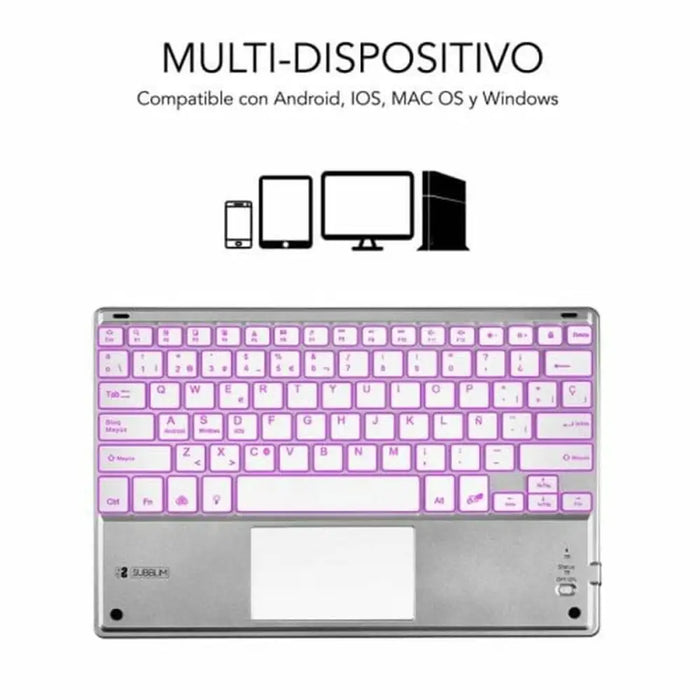 Keyboard and Touchpad Subblim SUB-KBT-SMBT50 Silver Spanish Qwerty QWERTY - Електроника Периферни и резервни