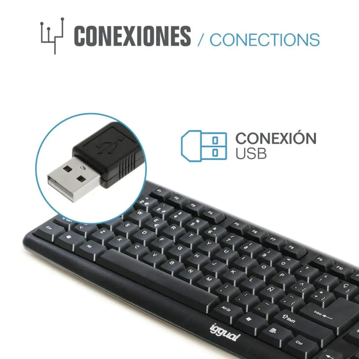 Keyboard iggual CK-BASIC-105T QWERTY USB Black Spanish Monkey (1 Piece) - Електроника Периферни и резервни