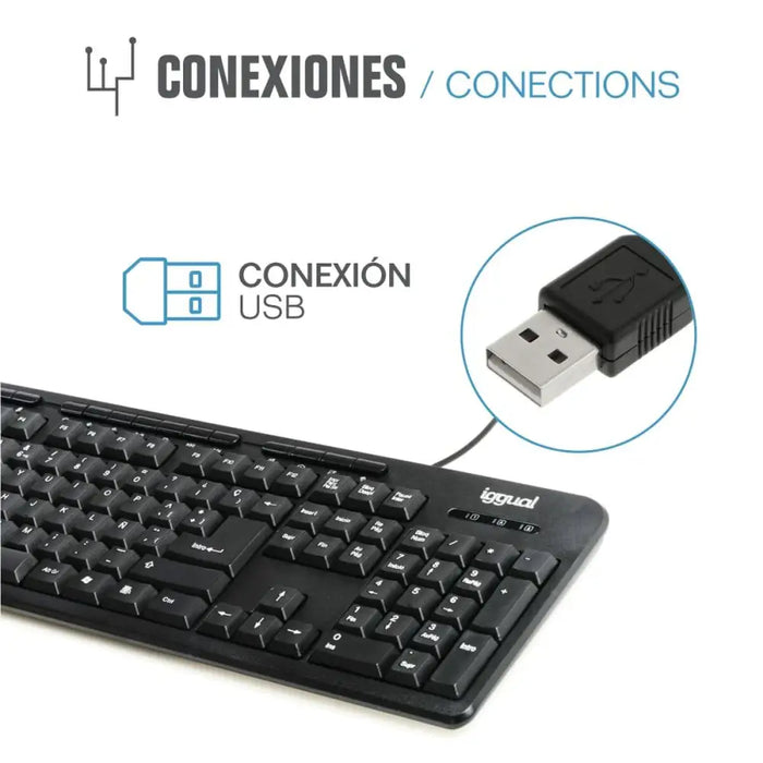 Keyboard iggual CK-BASIC-120T QWERTY USB Black Spanish Monkey (1 Piece) - Електроника Периферни и резервни