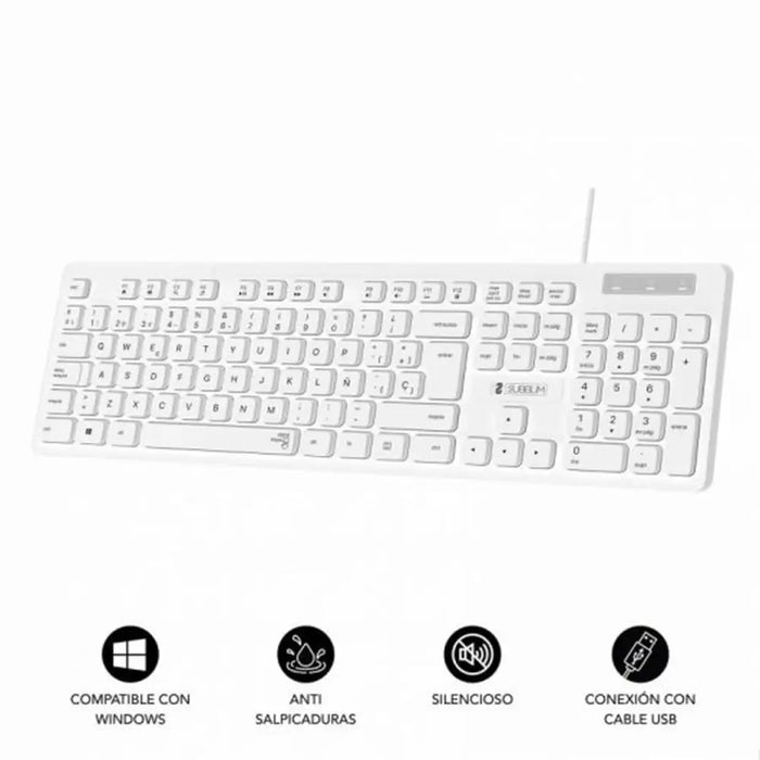 Keyboard Subblim SUBKBC0SSK51 White Spanish Qwerty - Електроника Периферни и резервни части<<<Компютри|